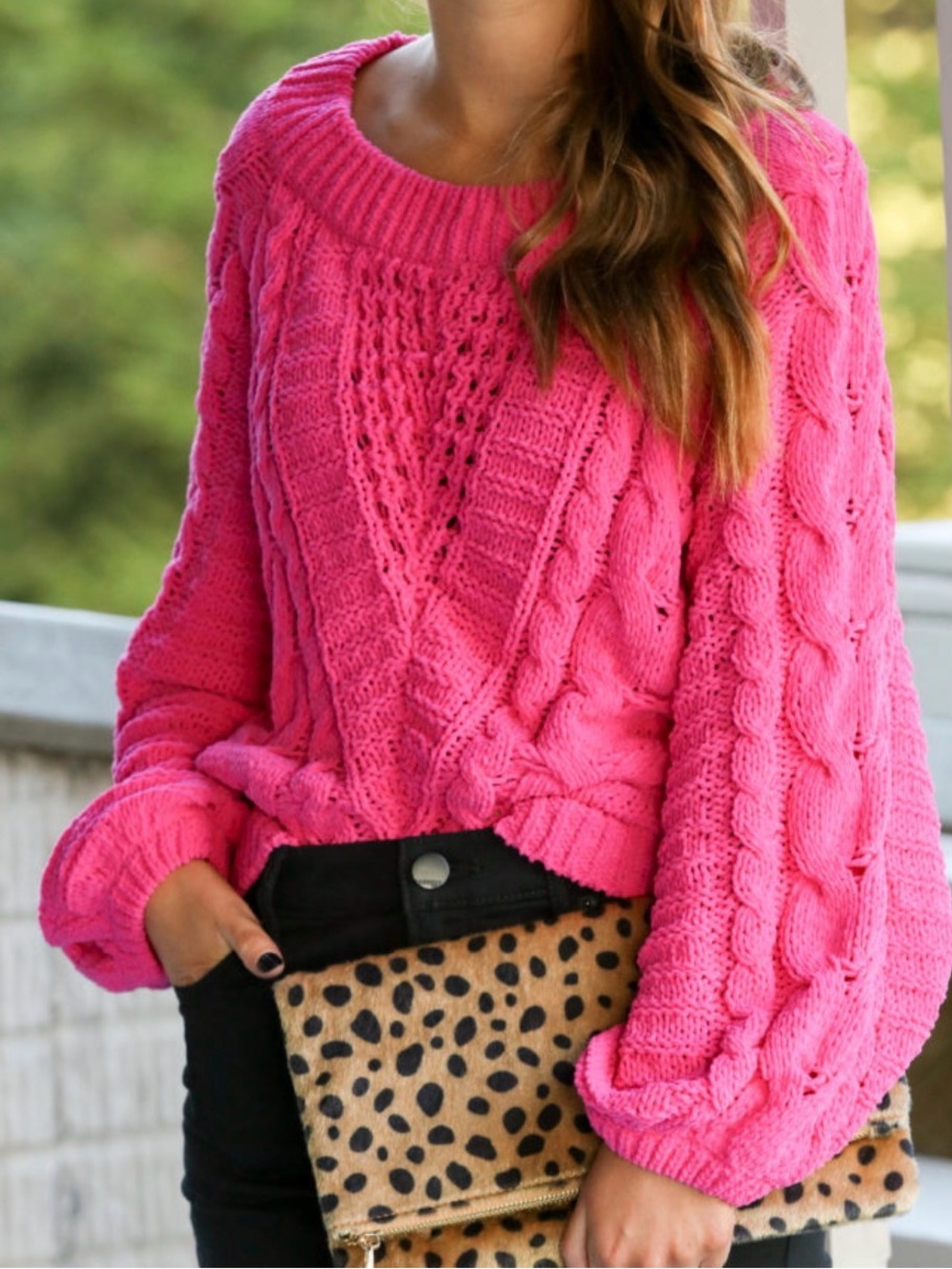 Express Hot Pink Cable Knit Sweater-Size XS-NWT